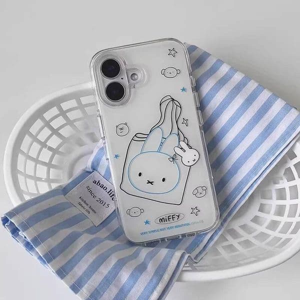 Kawaii Cartoon Miffy Rabbit Suitable for 11 To Iphone 16 Promax Silicone Phone Case Fall Prevention ddmythur