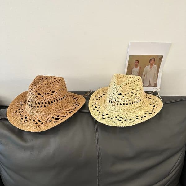 Bucket Hat Designer Women Men 3 Colors Woven Cowboy Grass Straw Hat Wide Brim Sun Hat Summer Breathable Sunscreen Beach Vacation Outdoor Recreation