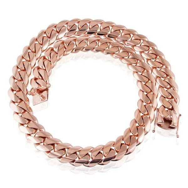 KIBO Hip Hop Real Pure 14K Solid Gold Cuban Link Chain for Mens Hip Hop Necklace Miami Chain