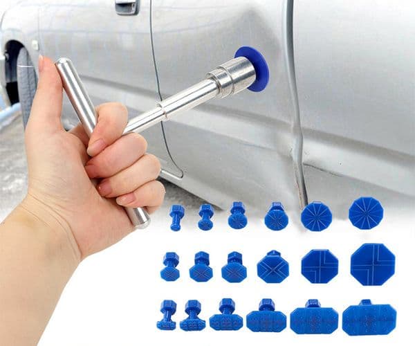 Car Dent Tool No-Body Repair Short T-Blind Puller + 18 Blue Adhesive Tabs TOOLS