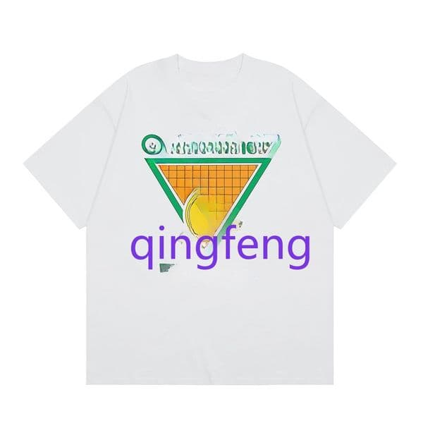 European and American fashion trend tennis club print men's casual T-shirt white cotton short sleeved round neck loose street style men's and women's summer styles