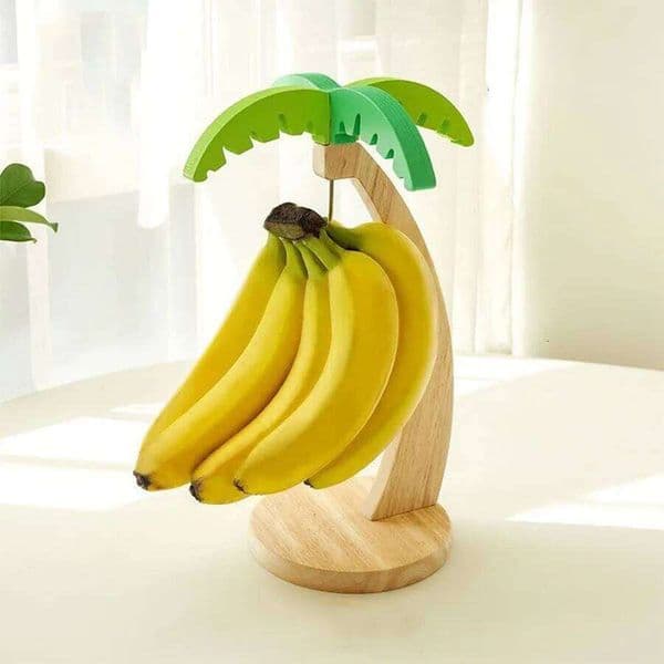 Wooden Banana Hanging Simulated Leaf Decorative Fruit Vertical Storage Rack With Hook Kitchen Decoration ecohaven