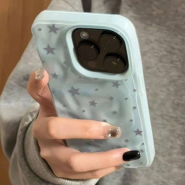 Minimalist Gray-Blue Star Wave Texture Phone Case for iPhone 17 Air 16 15 14 Plus 13 12 11 Pro Max Shockproof Soft Back Cover ddmythur