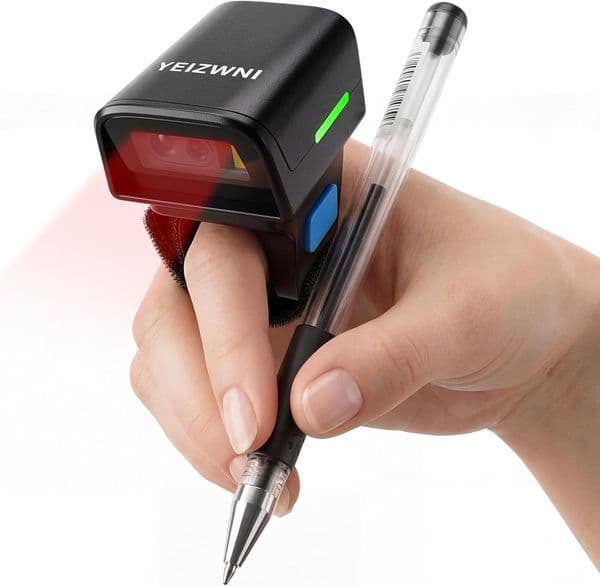 2D Ring Barcode Scanner Ring Finger 1D 2D Mini Bar Code Reader Scanner Bluetooth N 2.4G Wireless N USB Wired Connection, Left N Right Hand Wearable with Android,iOS,iPhone