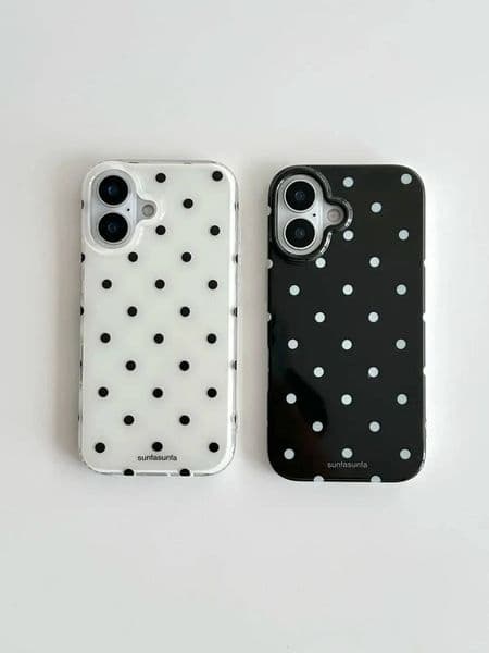 Minimalist Black White Polka Dot Pattern Phone Case For iPhone 17 16 15 14 13 12 11 Pro Max XR XS MAX 78PLUS MINI Y2K Soft Cover ddmythur