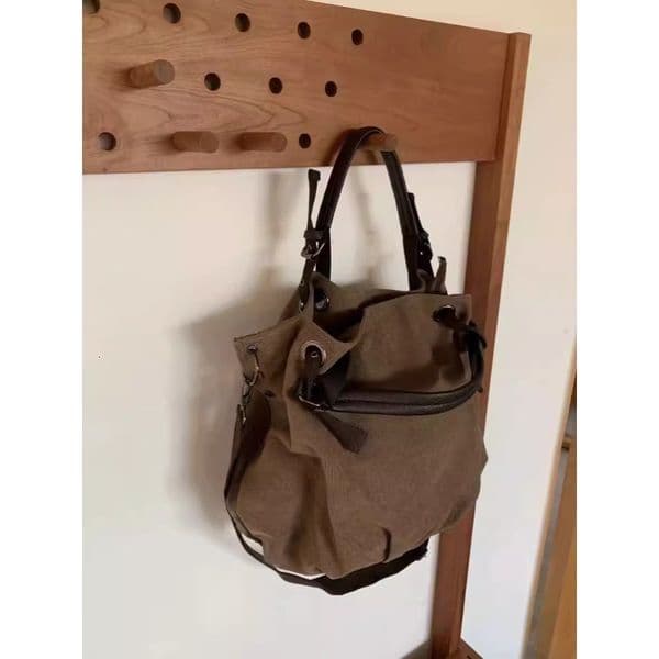Japanese Retro Workwear Trendy Brand Canvas Large Capacity Commuter Shoulder Crossbody Student Handheld Tote Bag