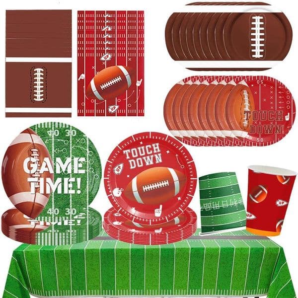 Bestseller Birthday Plate Cup Napkin Tablecloth American Rugby Sport Tableware For Football Game Day Tailgate Party Ddmysat