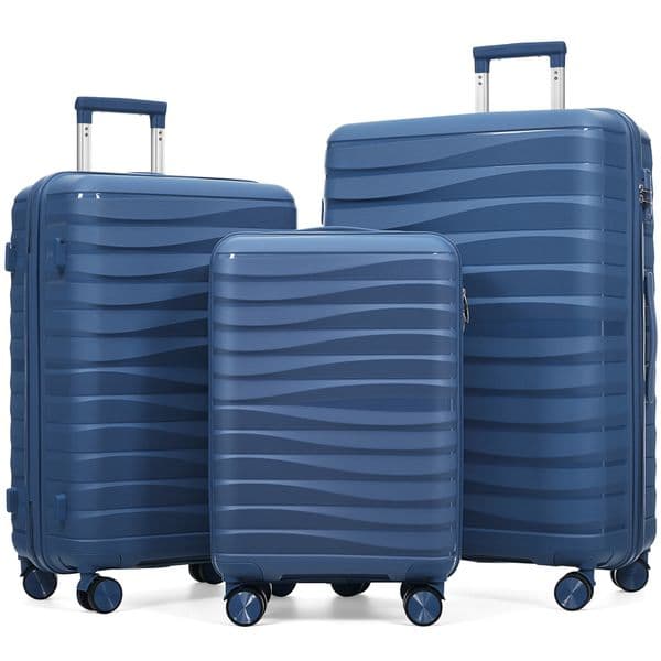 Premium PP Travel Luggage Set 3-Piece TSA Lock Suitcase Ensemble with 20 24 and 28 Inch Sizes with 360° Spinner Wheels