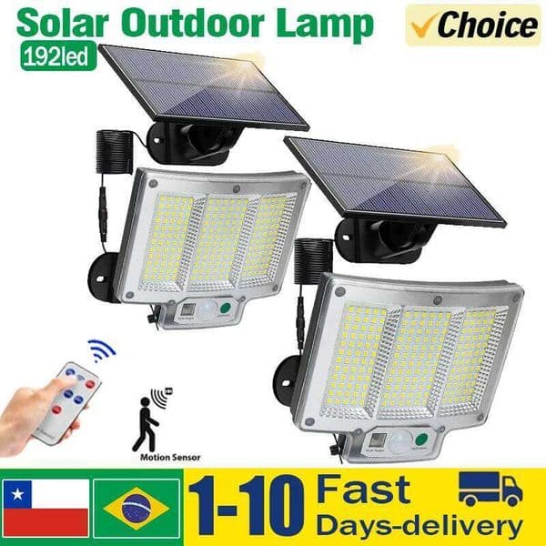NEW 192 LED Outdoor Wall IP65 Waterproof Spotlights Lamp Motion Sensor Solar 3 Mode Street Light Garden Decor