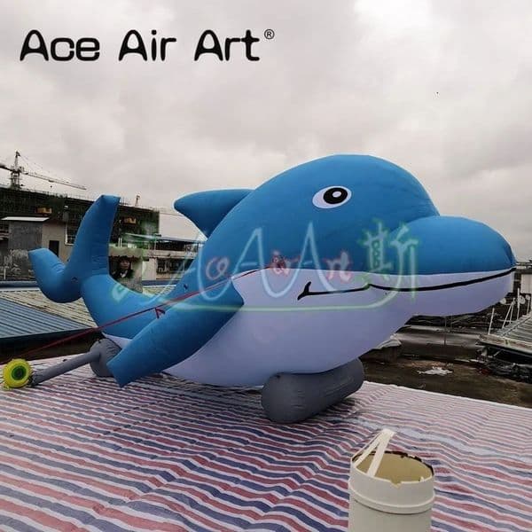 Blue And White Outdoor Event Advertising Gaint Inflatable Dolphin Model Inflatable Animal For Aquarium/Zoo Promotion