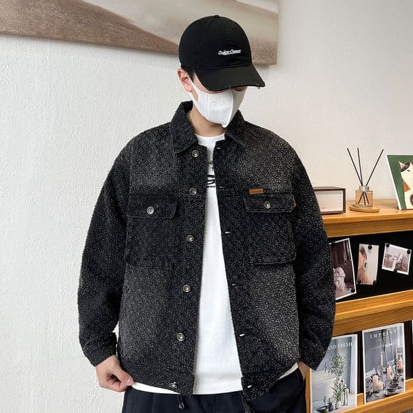 Luxurious Brand Designer High-end Cat Claw Fashion Niche High-end Denim Jacket For Men, Rugged And Cool Streetwear, Retro American Style Jacket, Trendy