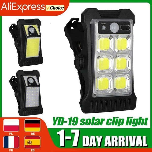 LED Garden Lights Outdoor Solar Clip Light Waterproof Motion Sensor Camping Lamp Fence Street Landscape Wall Decoration