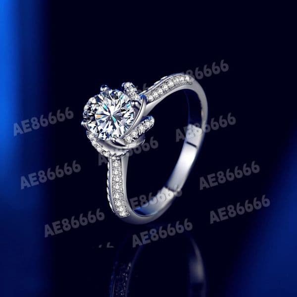 2026 New Trendy White Gold Plated 925 Sterling Silver 1CT Moissanite Engagement Ring For Women High Quality Bridal Wedding Promise High Quality FINE Jewelry