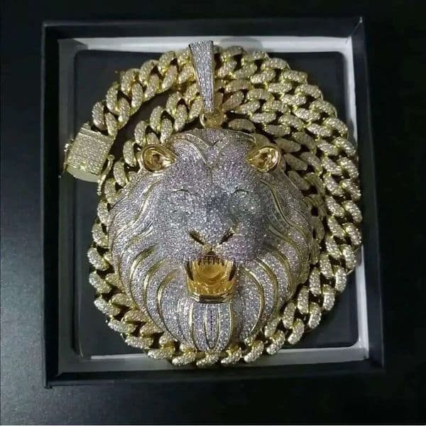 mens jewelry hip hop Iced out pendant designer necklace bling dia cuban link chain big pendants lion animal rapper accessories 125 aaa