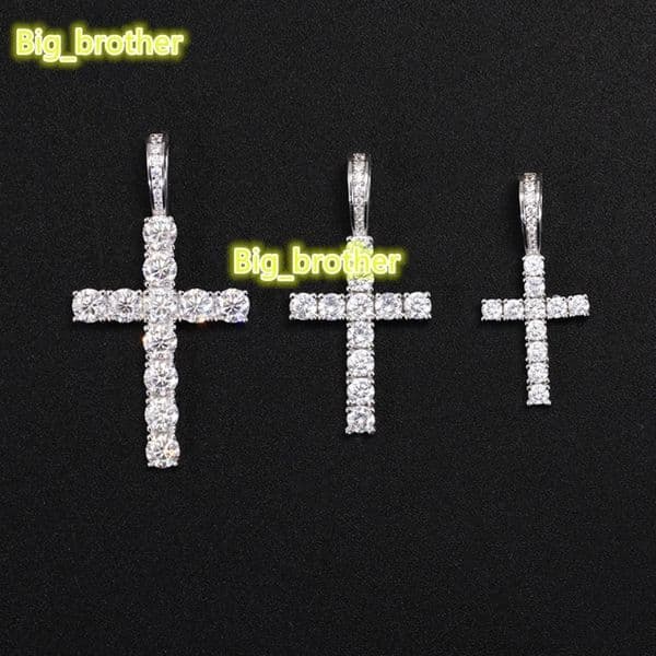 Hot-sale VVS Diamond Cross Pendant D GRA Moissanite S925 Silver Gold Plate Custom Pendant for Cuban Necklace