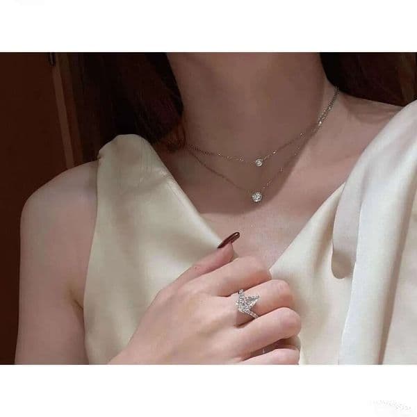 DHCollections Sterling Sier Elegant Pierced Moissanite Necklace Chocker Women 125 aaa