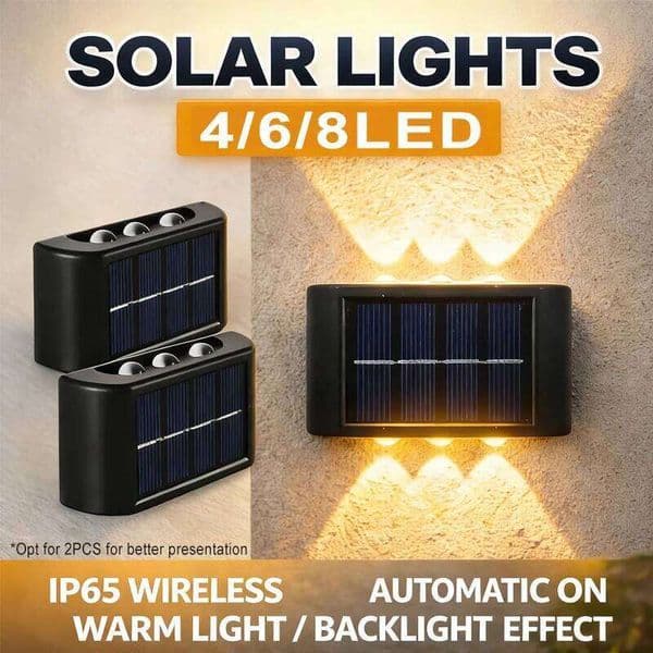 Solar LED Light, Outdoor Waterproof Wall Lamp, Dusk to Dawn Fence Lighting for Summer Garden Yard Porch Walkway Camping Home Dec