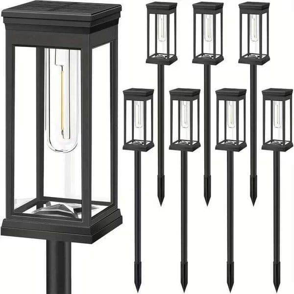 4/8PC Garden Light Outdoor Waterproof Pathway Lights Auto On/Off Solar Lawn Lamp for Yard Walkway Landscape Lighting
