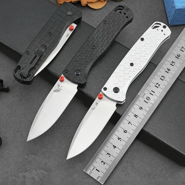 BM 535BK-4 Bugout Pocket Folding Knife 3.24" M390 Black DLC Plain Blade, Machined Aluminum Handles Outdoor Camping Fishing Tools