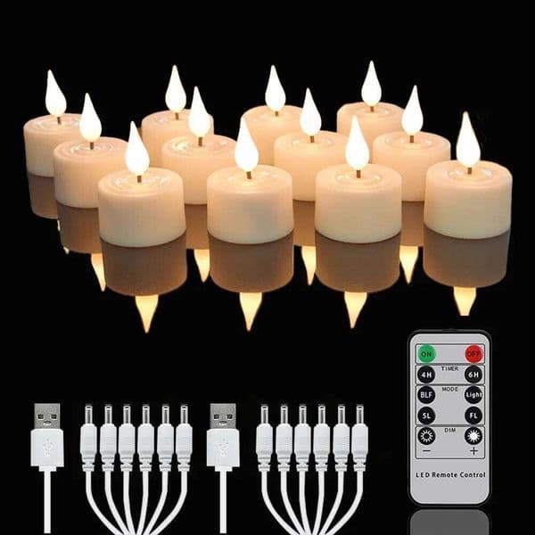 Flickering LED Light Flameless Rechargeable Candles for Wedding Decor Birthday Party Supplies Warm