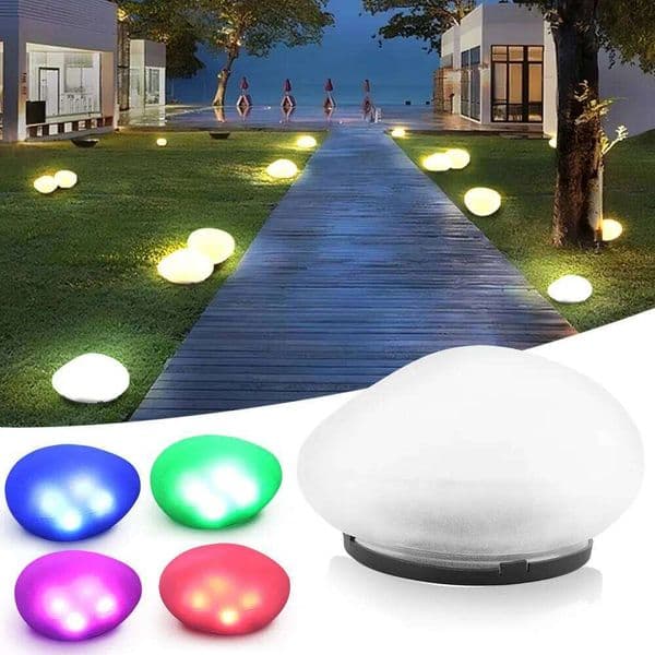Solar Imitation Pebble Colorful Glowing Stone Light Garden Courtyard Decorative Landscape Lawn Lamp