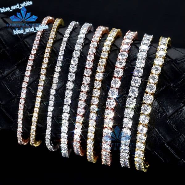 18K Rose Gold Yellow Gold Plate 2mm 3mm 4mm 5mm 65mm Moissanite 925 Silver Moissanite Cuban Link Chain for Men with GRA