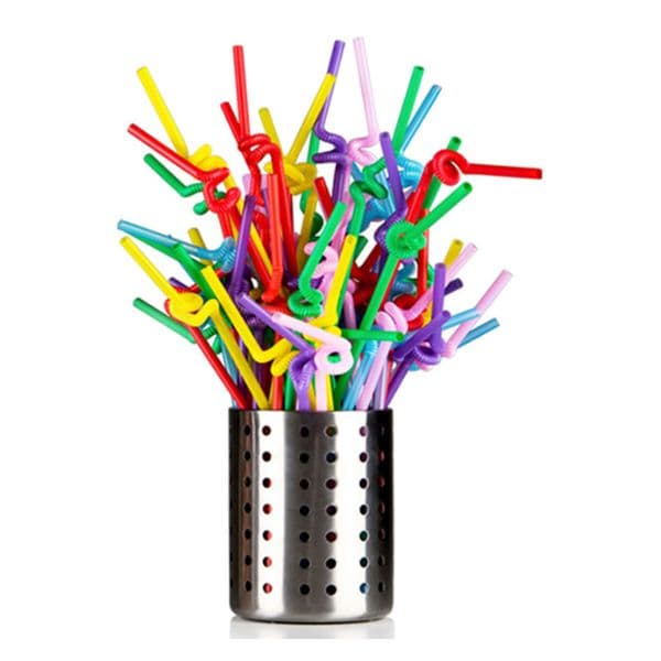 Colourful One-Time Bend Art Straw Long Elbow Juice Plastic Drinking Straw 100pcs/set Wholesale
