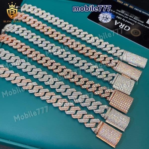 Miami 12mm Bracelets Cuban Link Chain Moissanite 925 Silver Rose Gold Vvs Moissanite Chain Fashion Chains Pass Diamond Test