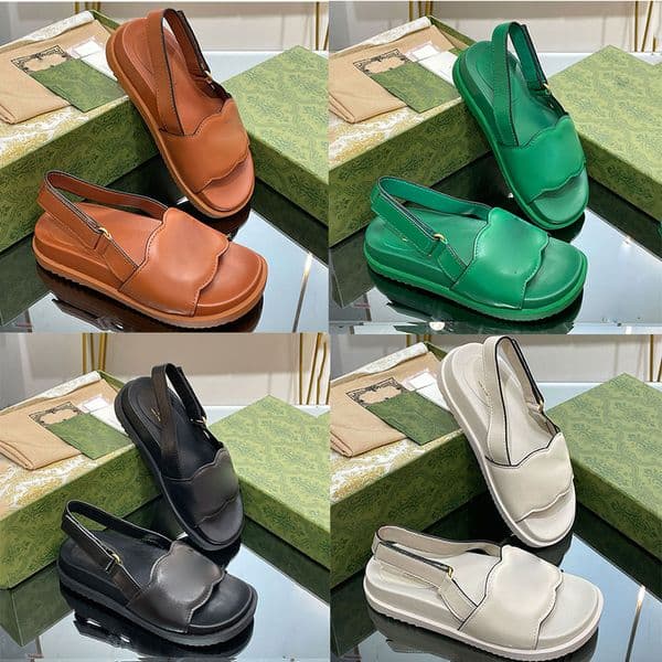 Designer Beach Sandals Womens Flat Shoes Ladies Hollow Out Sandals Velcro Classic Fashion Leisure Travel Round Head Sizes 35 41