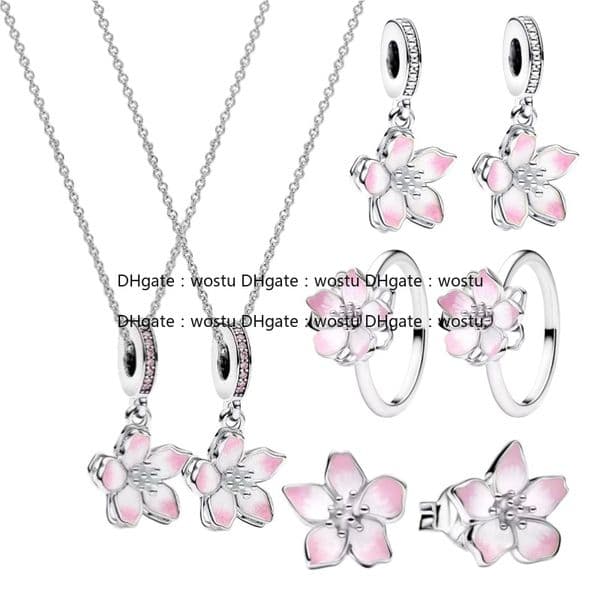 Ring necklace earrings set cherry blossom Rings luxury jewelry with box Wedding Rings diamonds heart rings for women gift 925 silver designer necklace
