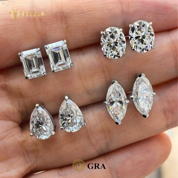 Classic Many Shape 1CT 2CT Moissanite Studs Earring VVS D Color GRA Certified S925 Moissanite Earring