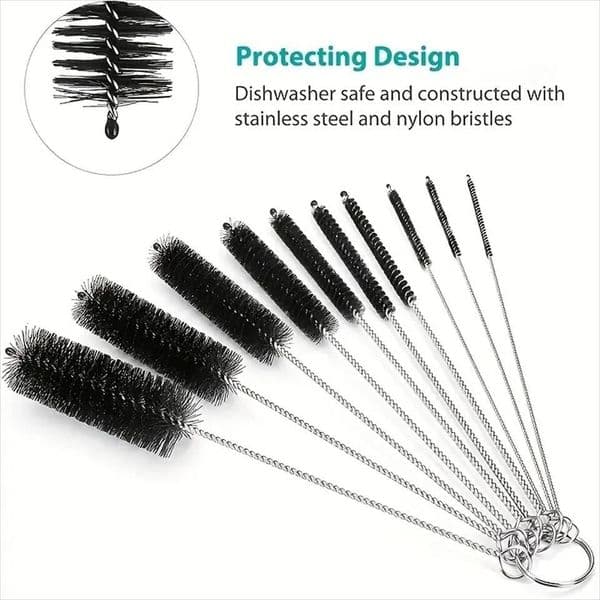 10PCS Reusable Bottle Cleaning Set Multifunctional Straw Brush for Narrow Neck Containers ddmythur