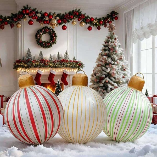 1PC Inflatable Large PVC Hanging Ornaments Oversized Tree Blow up Christmas Balls
