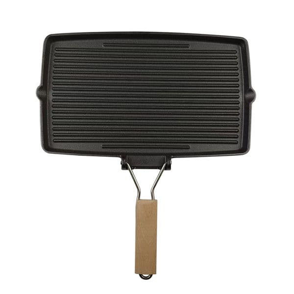 Cast iron steak pan with folding handle, flat bottomed frying pan for household use, square baking pan for frying meat