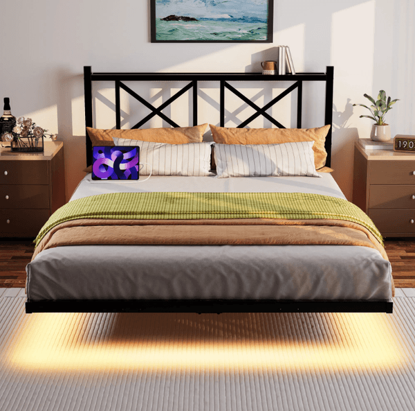 Metal Bed Frame Full Size Bed Frame Bed Base with Headboard Structurally Stable Under Bed Storage No Box Spring Needed Durable & Space-Saving Design