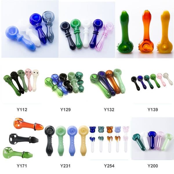 Vaping_Dream ZHY011 Stand Smoking Pipe About 4/4.52/4.72/5.5 Inch Spoon Bowl Portable Colorful Solid Heavy Glass Hand Pipes