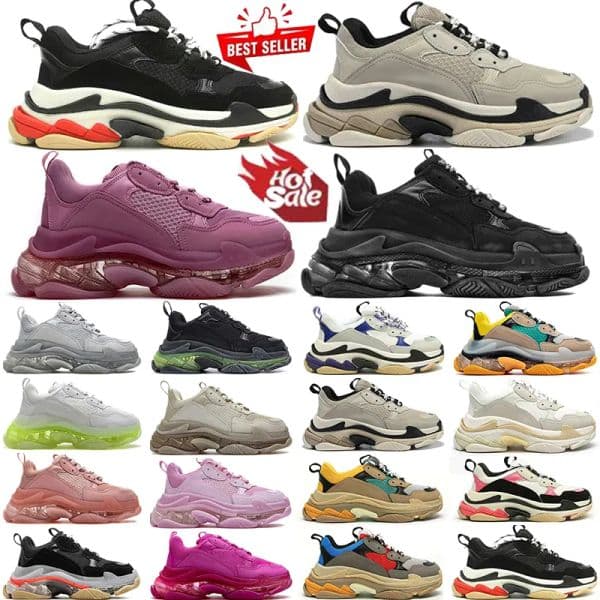 Men Women Designer Casual Shoes Triple s Runners Shoes Black White Grey Red Pink Blue Green Sneakers Fashion Trainers Eur 36-47