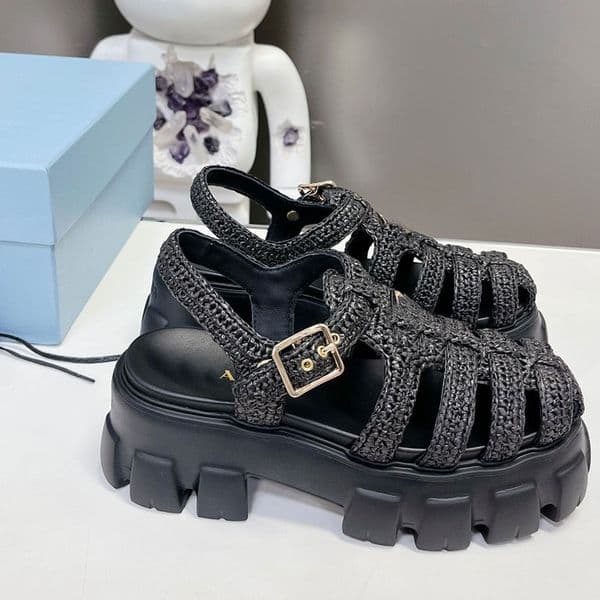 Monolith Crochet Cage Sandals designer sandals luxury womens sandals upper with metal buckle soft leather cushioned sandals anti slip rubber sole platform sandals