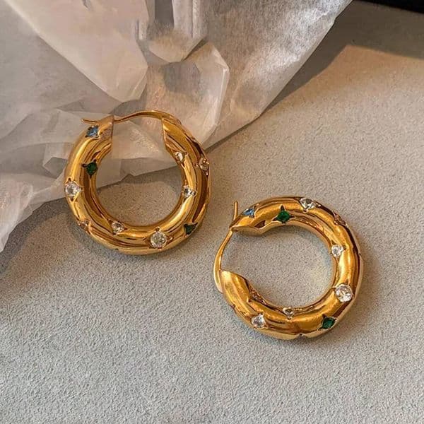 Minimalist Gold Plated Colorful CZ Zircon Circle Huggie Thin Ear Hoop Cartilage Puncture Earrings Jewelry for Women
