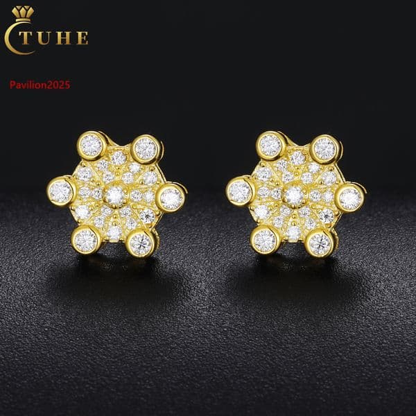 Bling Hip Hop Jewelry High Quality 925 Sterling Silver VVS Moissanite Diamond Screw Back Stud Earrings for Men Women