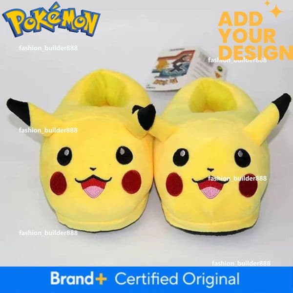 New Pikachu Cartoon Cute Autumn/Winter Home Warm Soft Cotton Slippers Indoor Plush Cotton Shoes Girl Gift
