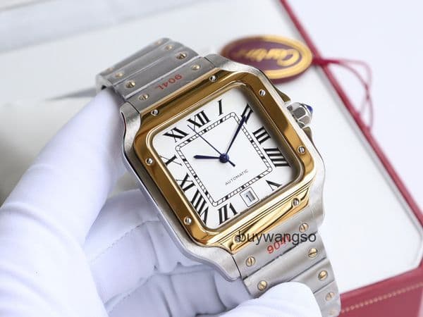 Top quality santoss watch mens watch watches 1847MC mechanical movement super clone watch smartlink system sapphire crystal glass 39.8mm 35.1mm 27mm with box QBAG