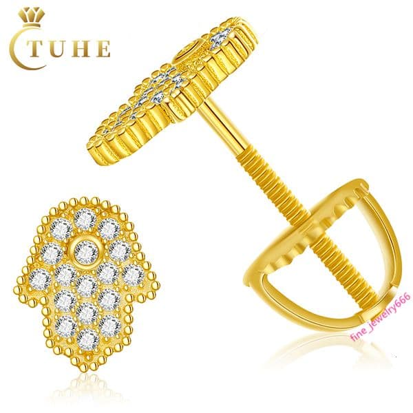 Bulk Wholesale Men Pass Diamond Tester 925 Sterling Silver Lab Grown Moissanite Diamond Hamsa Hand Stud Earrings