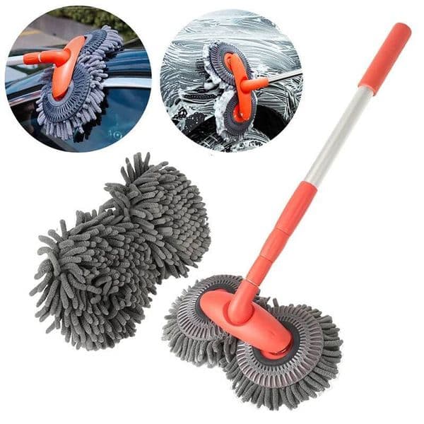 Washer Foam Wash Double Brush Head Roof Window Cleaning Maintenance Three-Section Telescopic Mop Car Accessories ddmythur