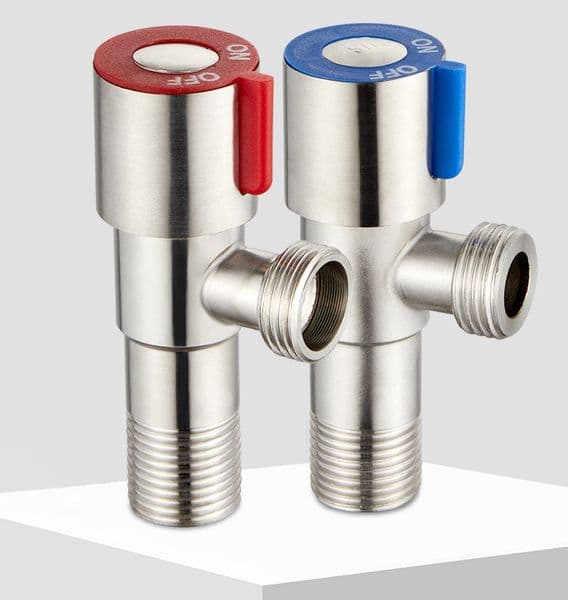 304 Stainless Steel Angle Valve, 1/2" G1/2 Thread Bathroom Kitchen Stop Valve with Ceramic Core, Leak-Proof
