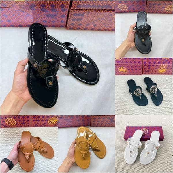 Women designer sandals Summer Sandals Comfortable Tori Slippers Interlocking Lightweight Rubber Letters TB Slides Flat Jelly Beach Shoes Orange Mules Indoor shoe