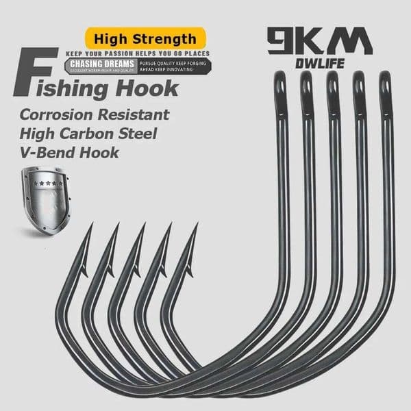 9KM PTFE 50-100pcs V-Bend Wacky Rig Weedless Drop Shot Hook for Saltwater Freshwater Fishing