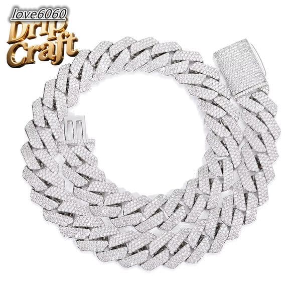 18mm Necklace Bracelet Full of Diamonds Double Row Diamond Cuban Chain All-match High-end Punk Hip-hop Necklace