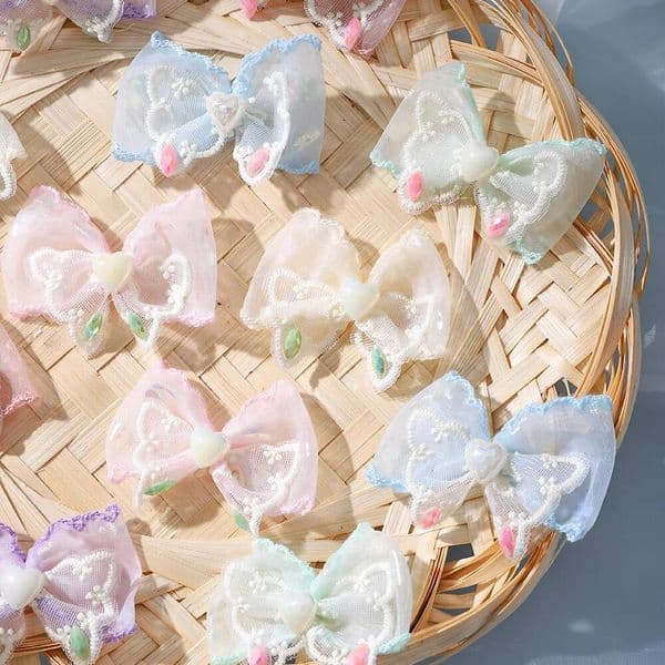 10Pcs 5.5cm Embroidery Fabric Butterfly Net Yarn Flower For Wedding Decoration Supplies DIY Bride Craft Gifts Clothing Accessory ddmythur