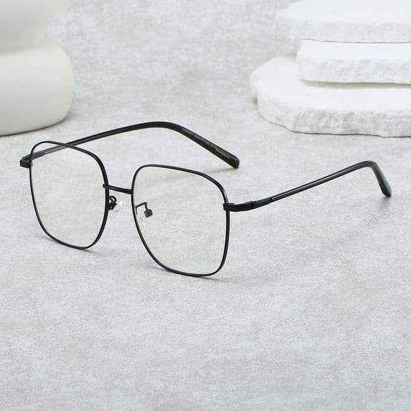 Retro Men's Metal Square Large Ultra-Light Non-Prescription Glasses, Women's Blue Light Blocking Glasses Frame